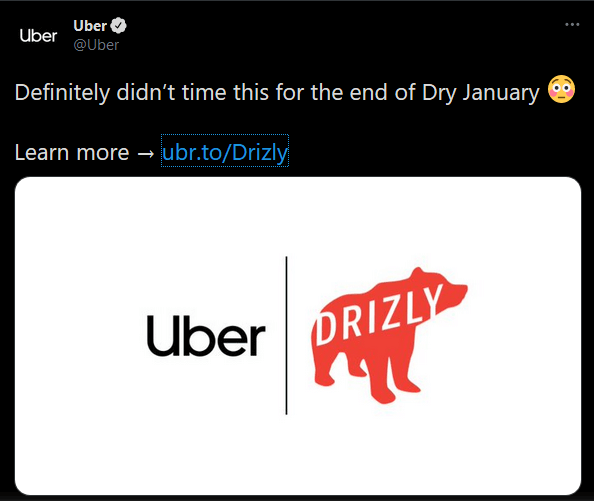 Uber Drizzly Tweet